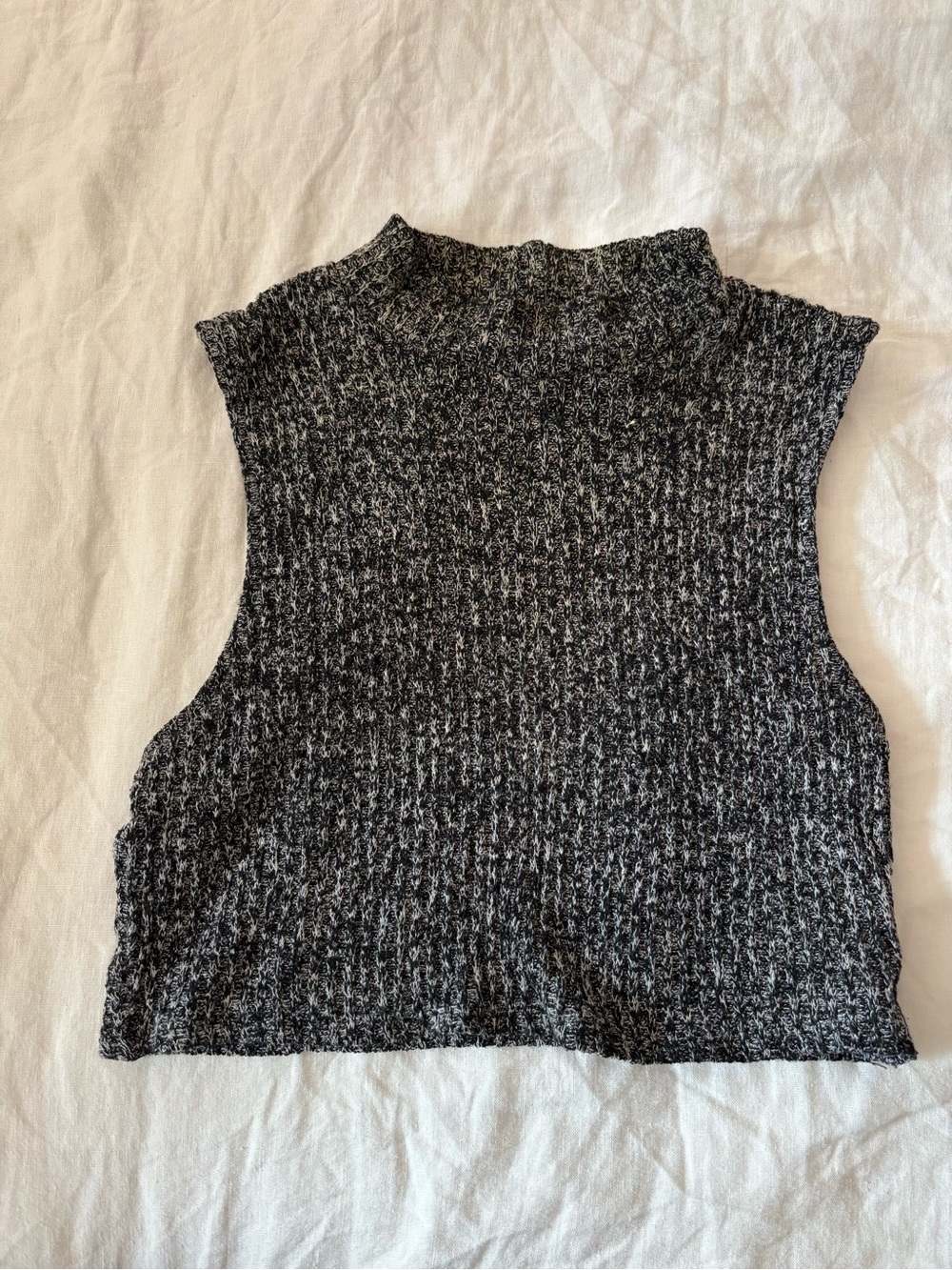 silence + noise Marled Black & White Knit Crop Top